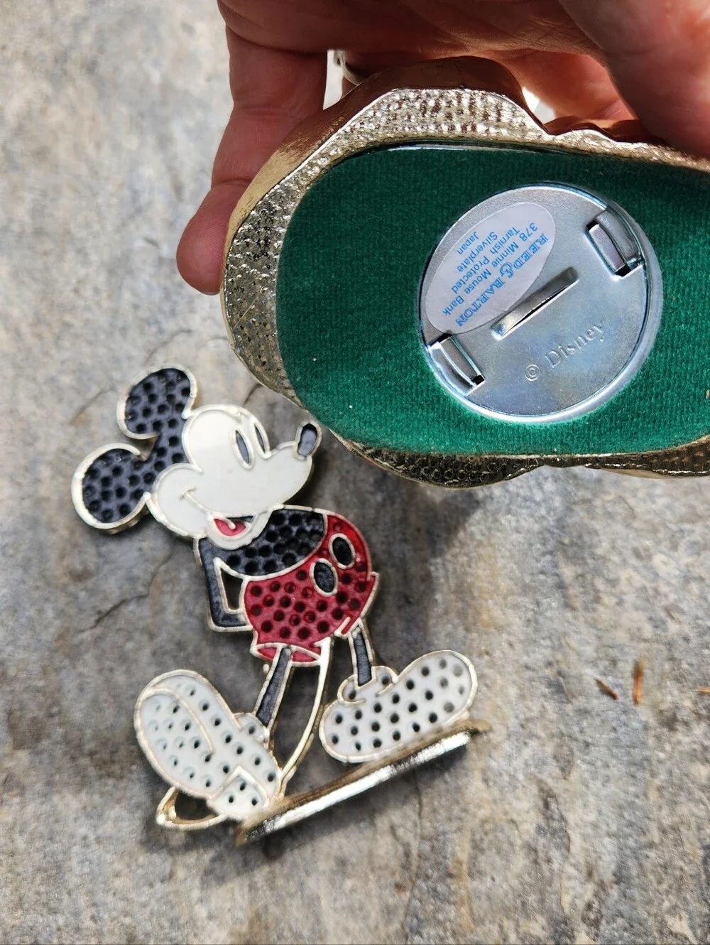 Mickey Earring Tree And Minnie Bank. Both Are Metal 1980's Era Collectibles.